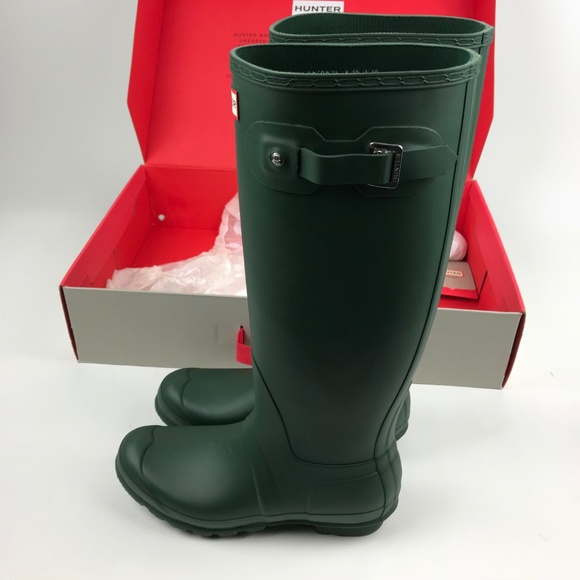 New HUNTER Original Tall Wellies Rain Boots Green - Picture 3 of 7